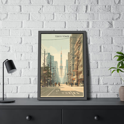Tokyo Tower Framed Poster — Vintage Cityscape Wall Art