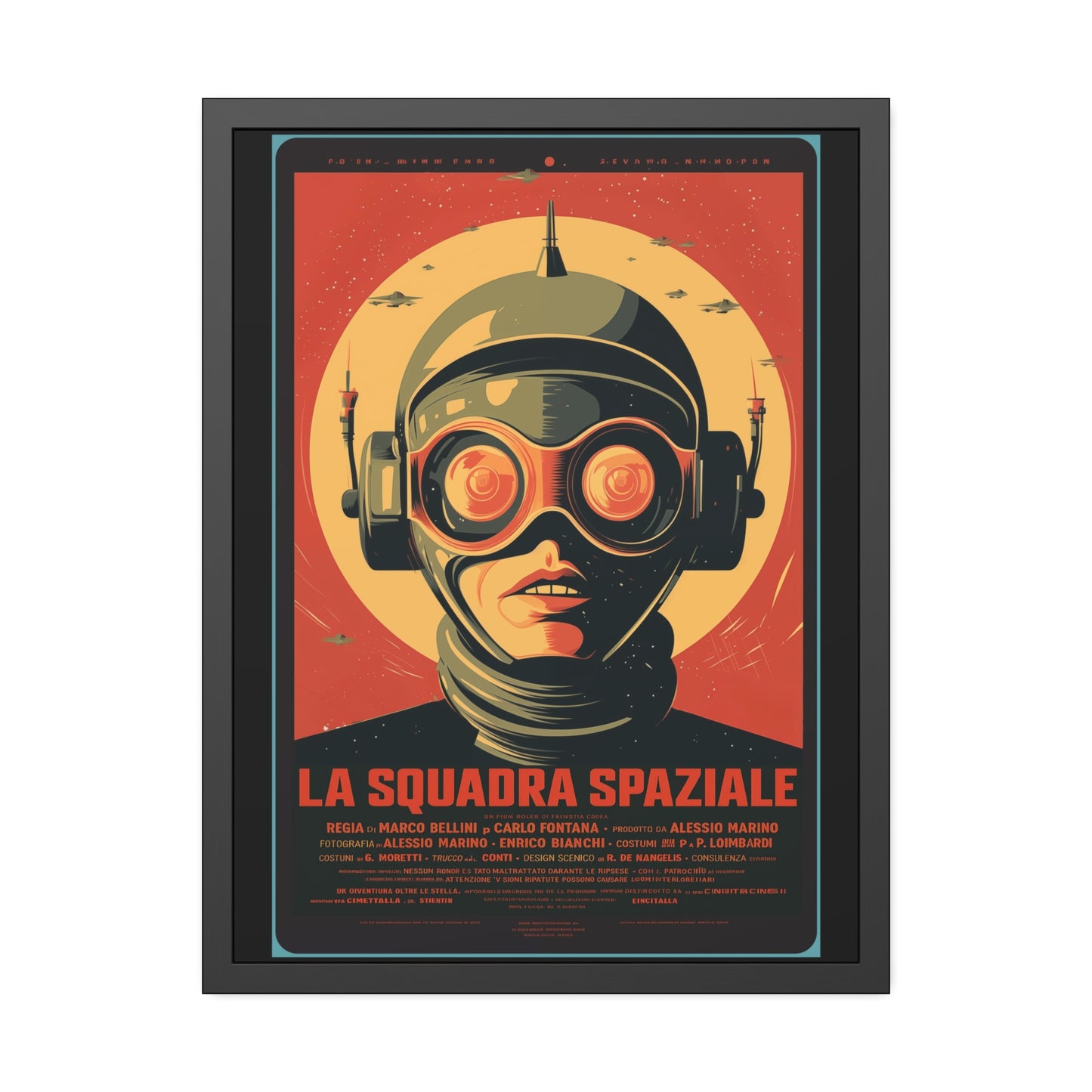 Framed Paper Poster — Retro Sci‑Fi 'La Squadra Spaziale' Wall Art