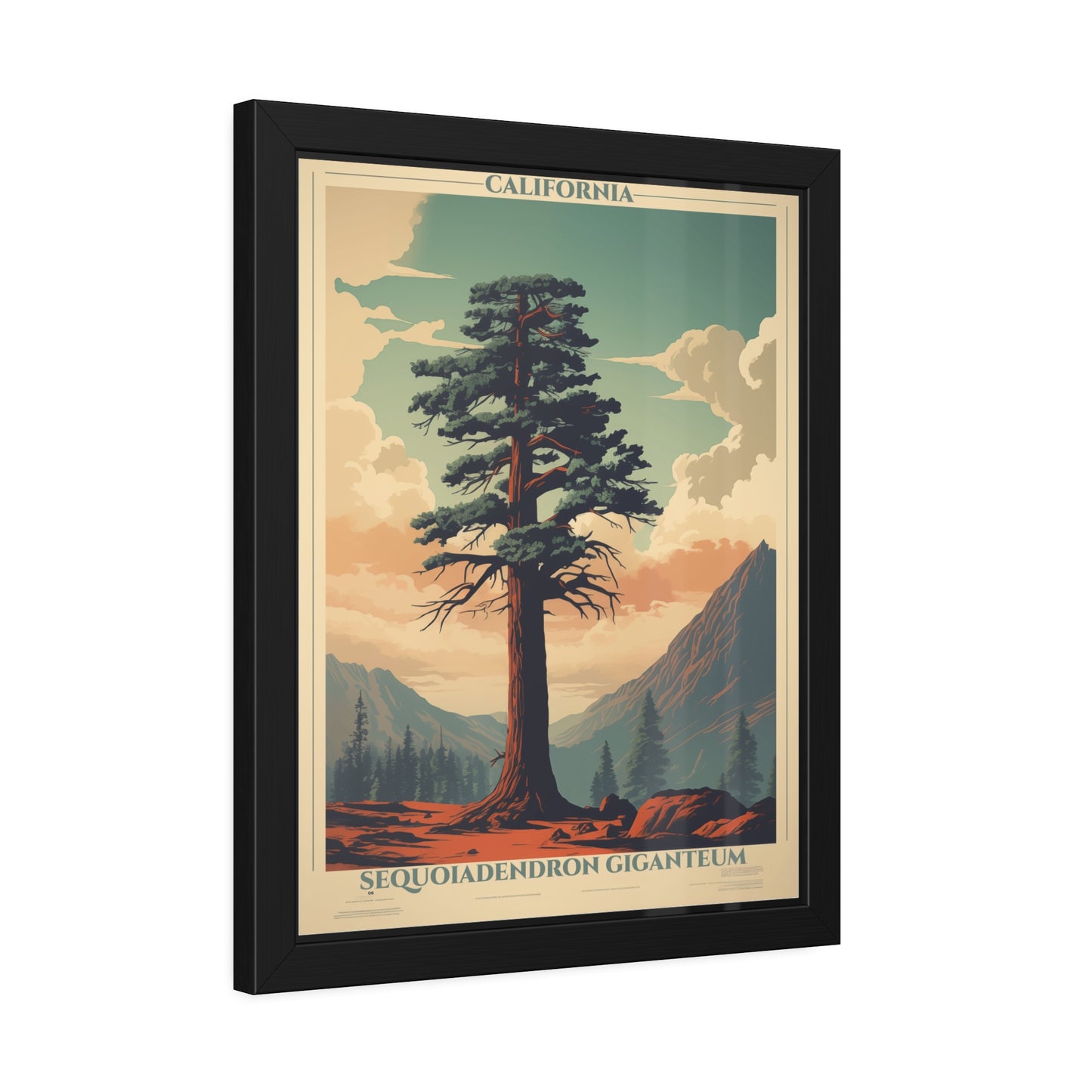 Framed Poster — Vintage California Sequoia Tree Print