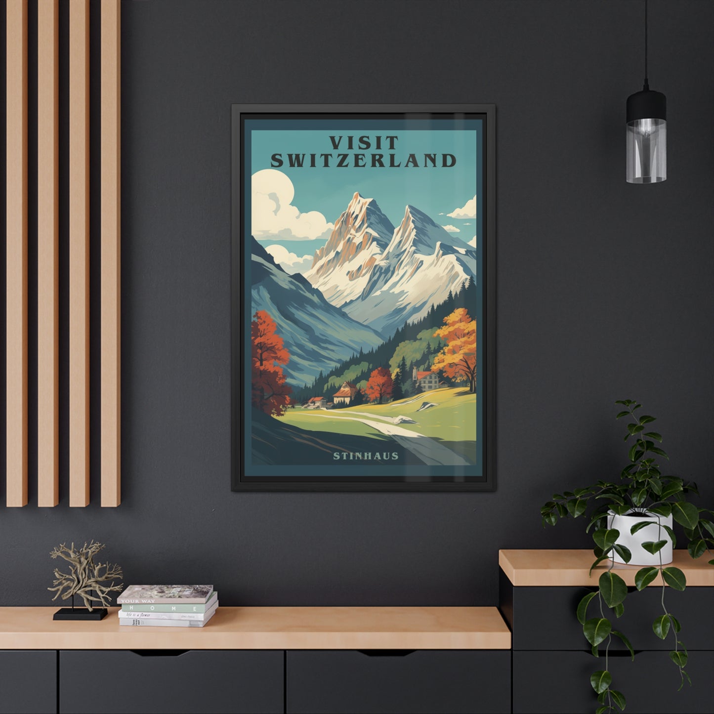 Vintage Swiss Travel Poster - 'Visit Switzerland' Stinhaus Scenic Artwork Framed Posters