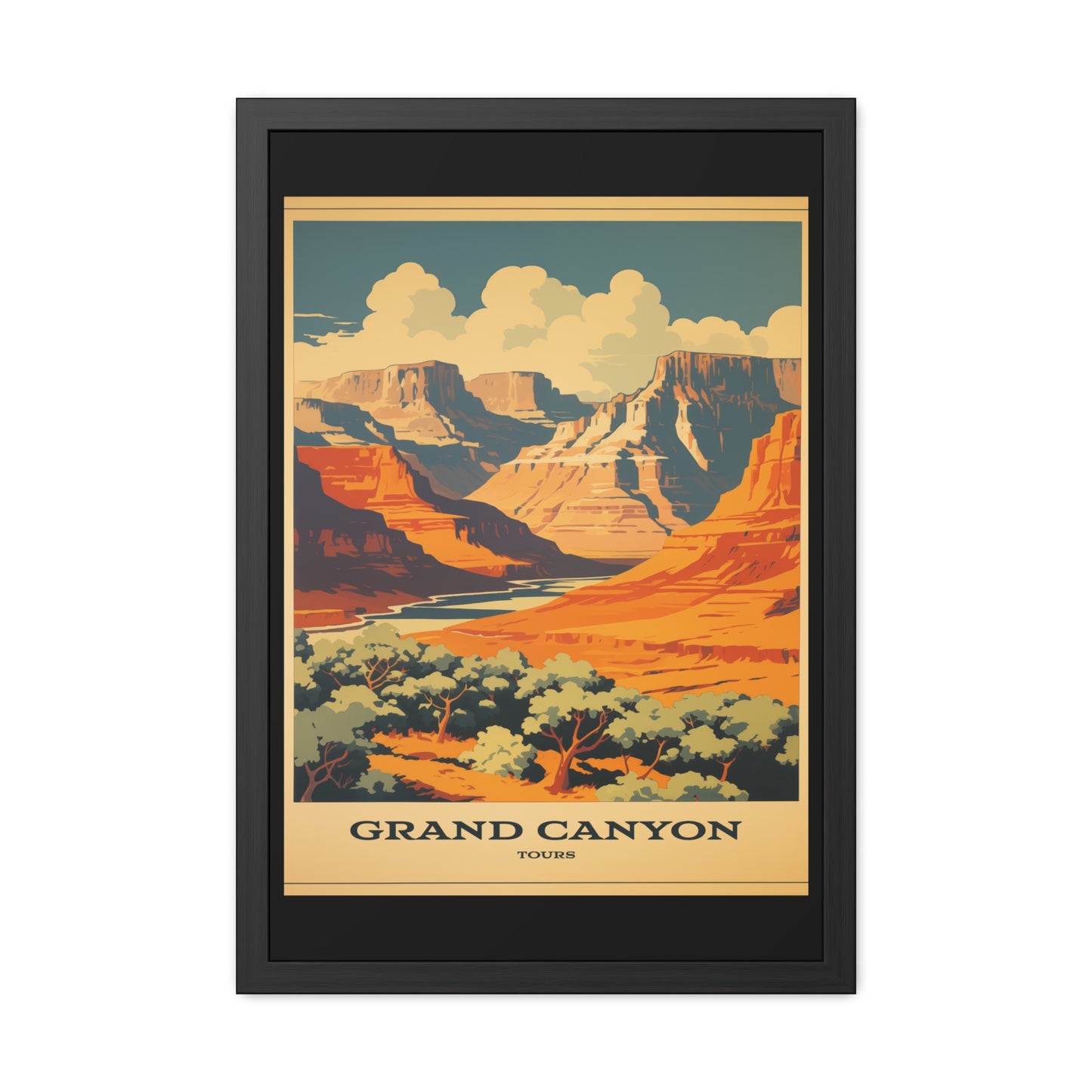 Vintage Grand Canyon Poster - Iconic Canyon Landscape Retro Travel Art Framed Posters