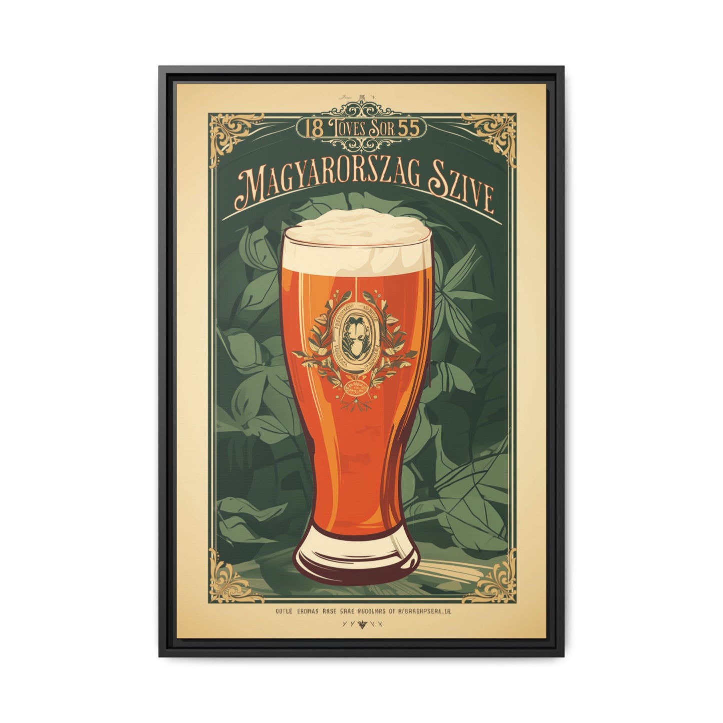 "Vintage Magyarország Sör Poster - Matte Canvas Wall Art with Black Frame" Matte Canvas, Black Frame