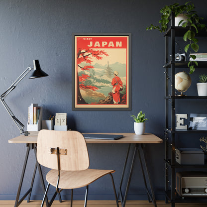 Visit Japan Vintage Travel Poster — Framed Paper Poster