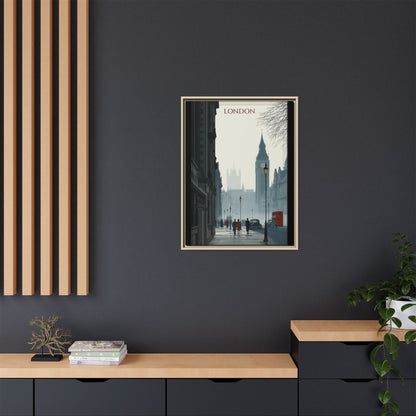 London Street Matte Canvas Print — Framed Vintage Cityscape Wall Art