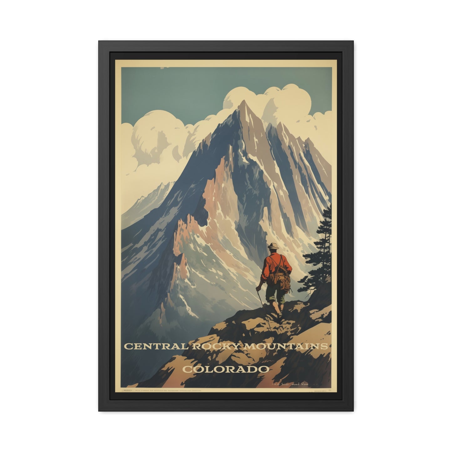 Vintage Colorado Poster - Central Rocky Mountains Adventure Art Framed Posters