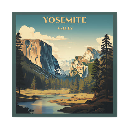 "Vintage Yosemite Valley Poster - Stunning National Park Landscape Matte Stretched Canvas" Matte Canvas, Stretched, 1.25"