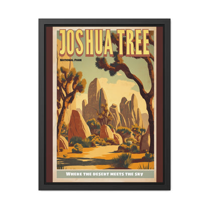Framed Poster — Joshua Tree Vintage National Park Travel Print (“Where the Desert Meets the Sky”)_M