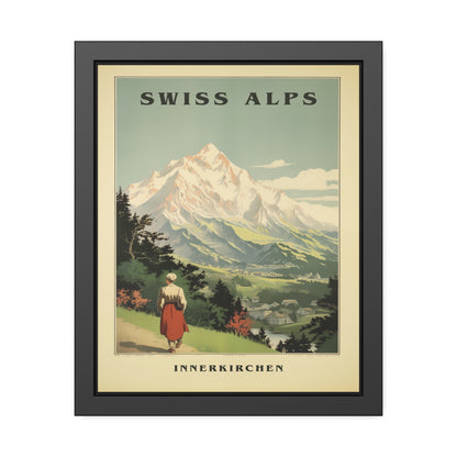 Swiss Alps Vintage Travel Poster Framed Print
