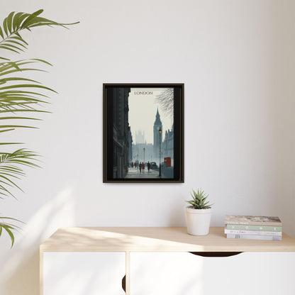 London Street Matte Canvas Print — Framed Vintage Cityscape Wall Art
