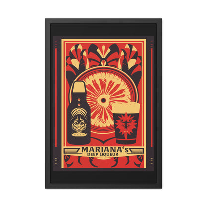 Vintage Art Deco Poster - Mariana's Deep Liqueur - Tropical Flair Framed Posters