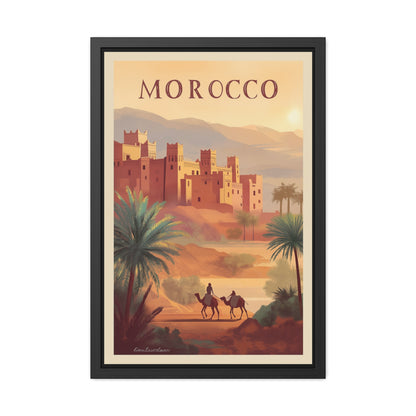 Morocco Travel Poster — Framed Vintage Desert Wall Art_M