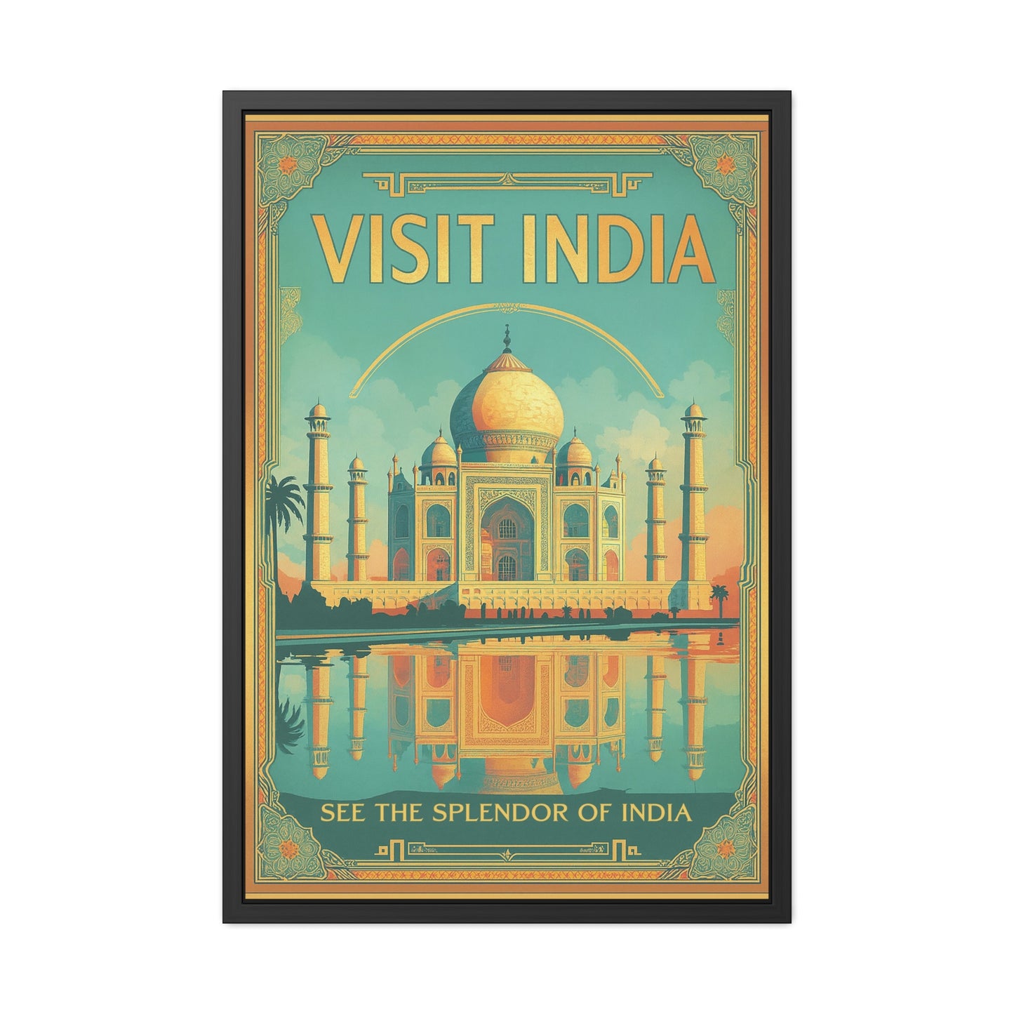 Vibrant Visit India Framed Poster — Wanderlust Travel Art by Vintageanna_M