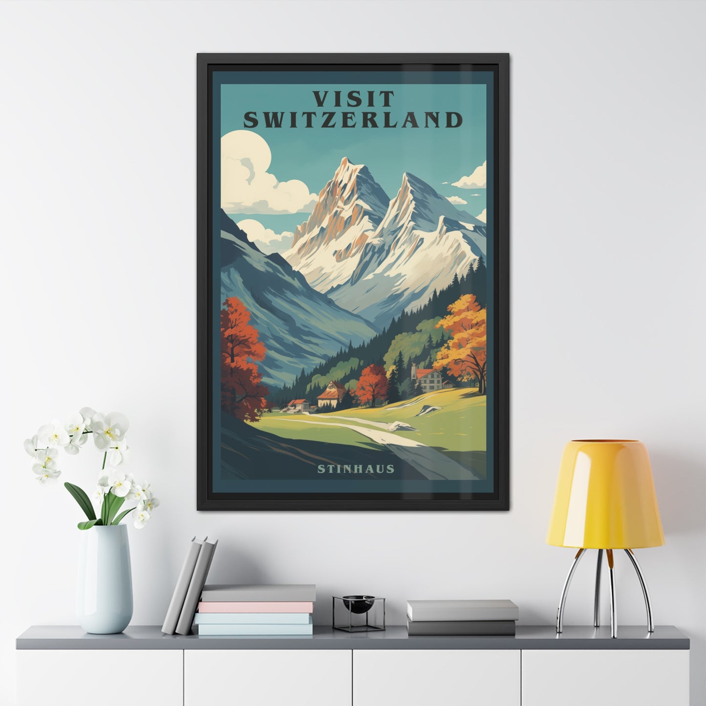 Vintage Swiss Travel Poster - 'Visit Switzerland' Stinhaus Scenic Artwork Framed Posters