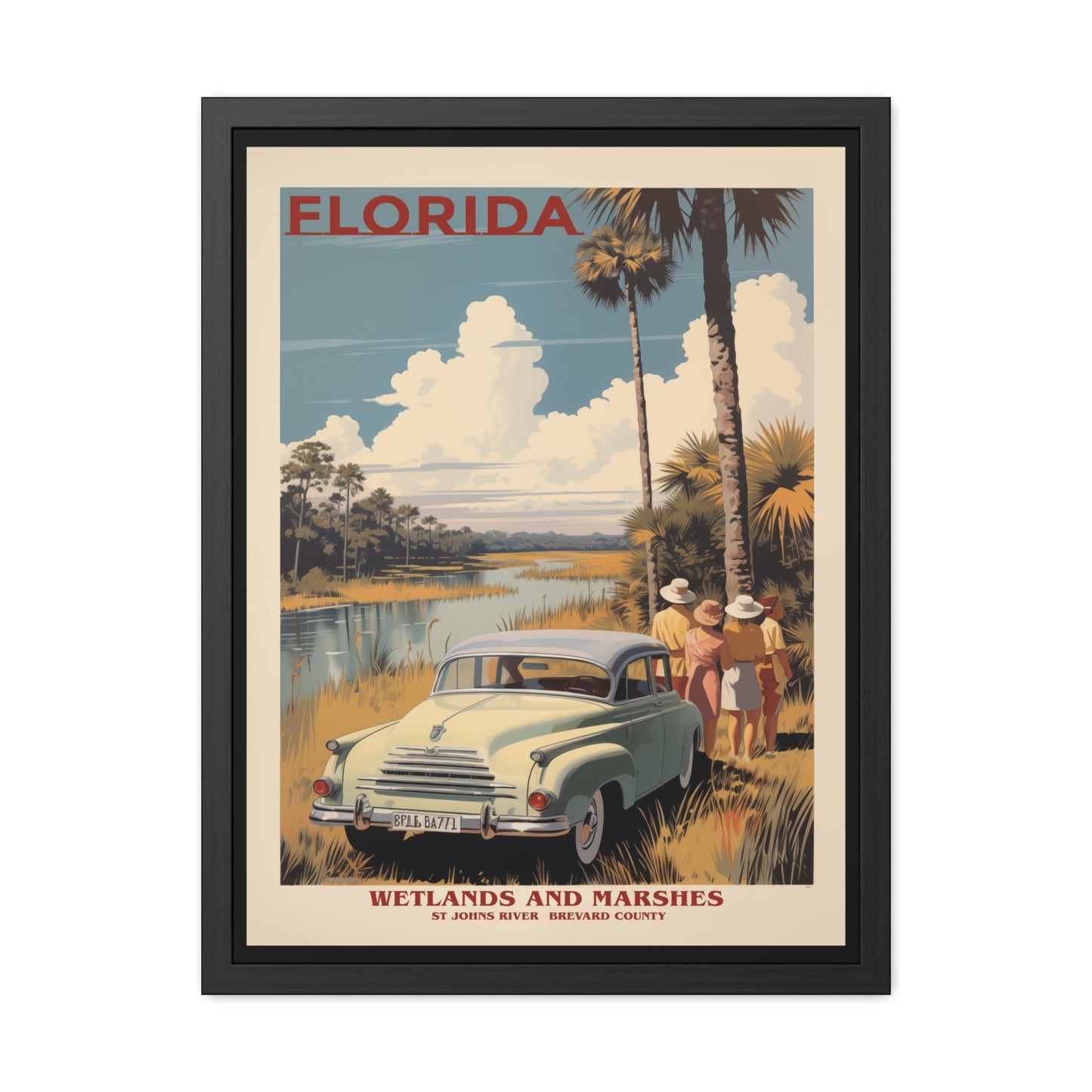 Vintage Florida Wetlands Wall Art - St. Johns River Scenic View
