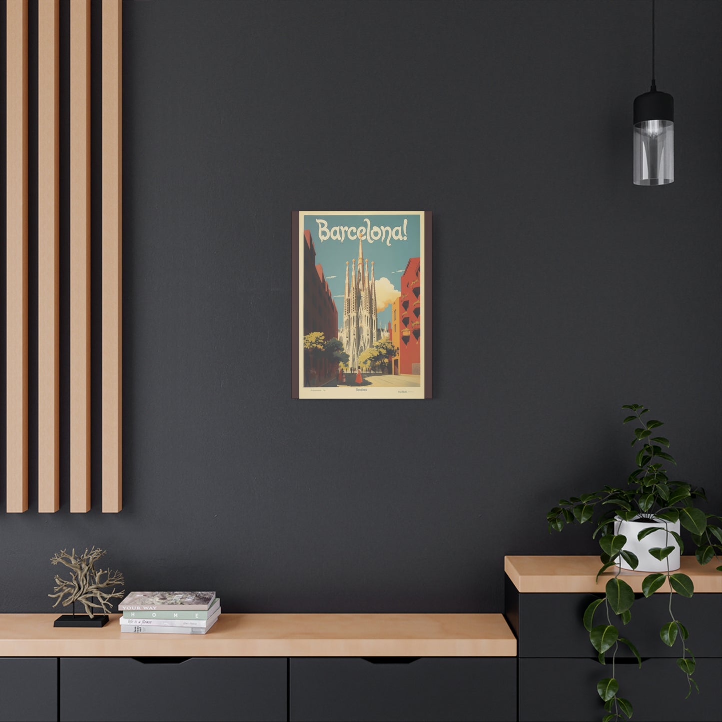 Barcelona Travel Poster Matte Canvas Print - Stretched Wall Art