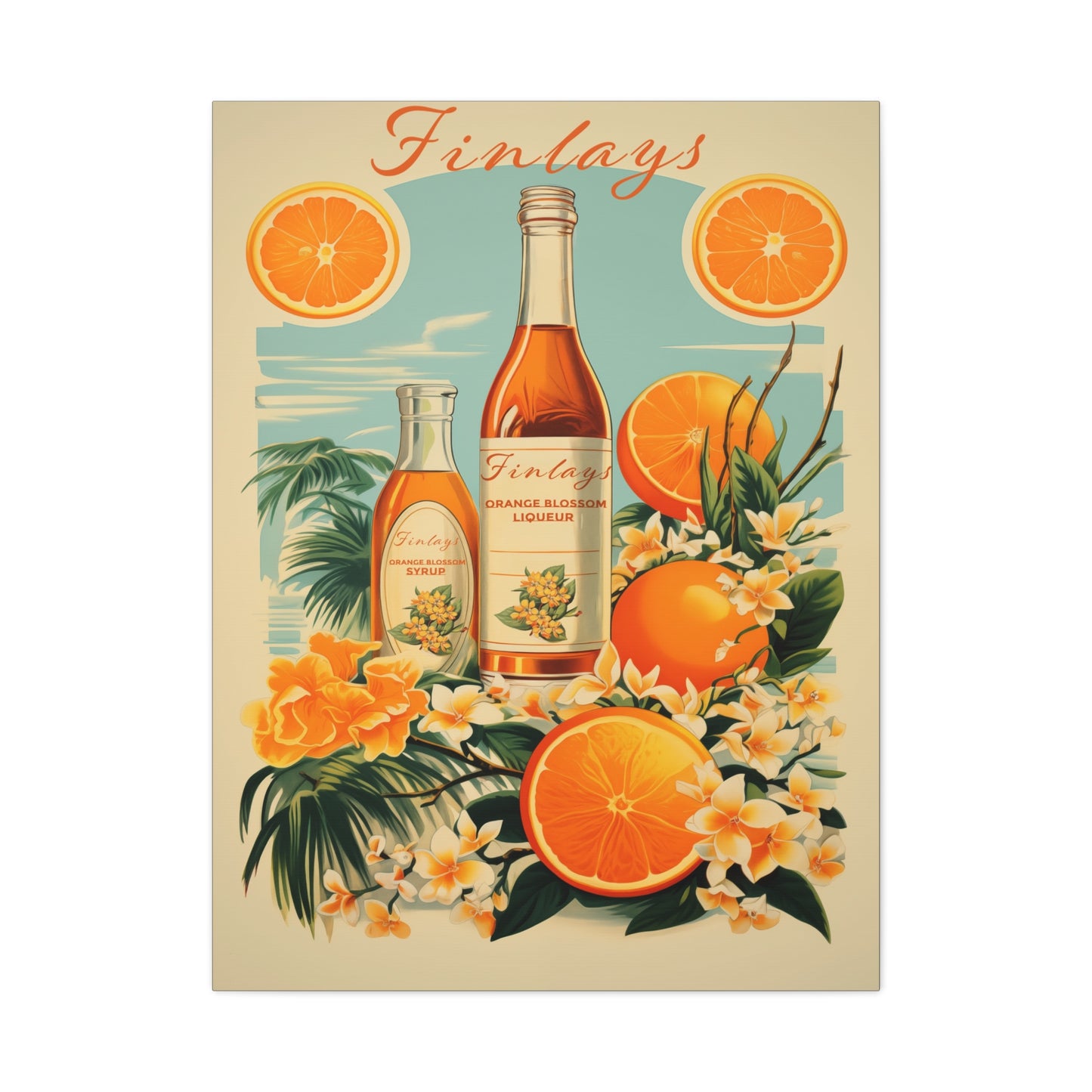 "Vintage Finlay’s Orange Blossom Liqueur Poster - Matte Canvas Stretched Wall Art" Matte Canvas, Stretched, 1.25"