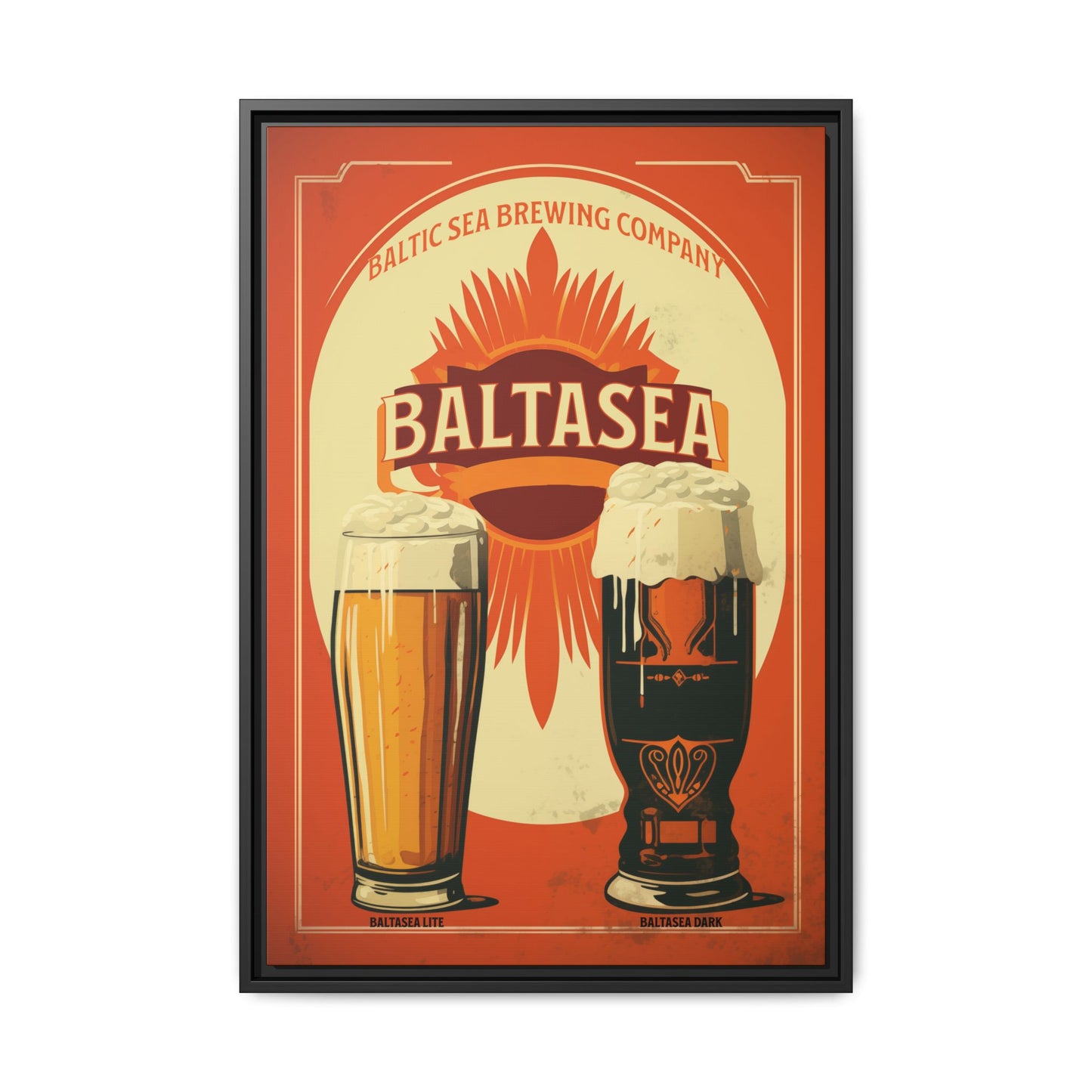 "Vintage Baltic Sea Brewing Poster - Matte Canvas Wall Art with Black Frame" Matte Canvas, Black Frame