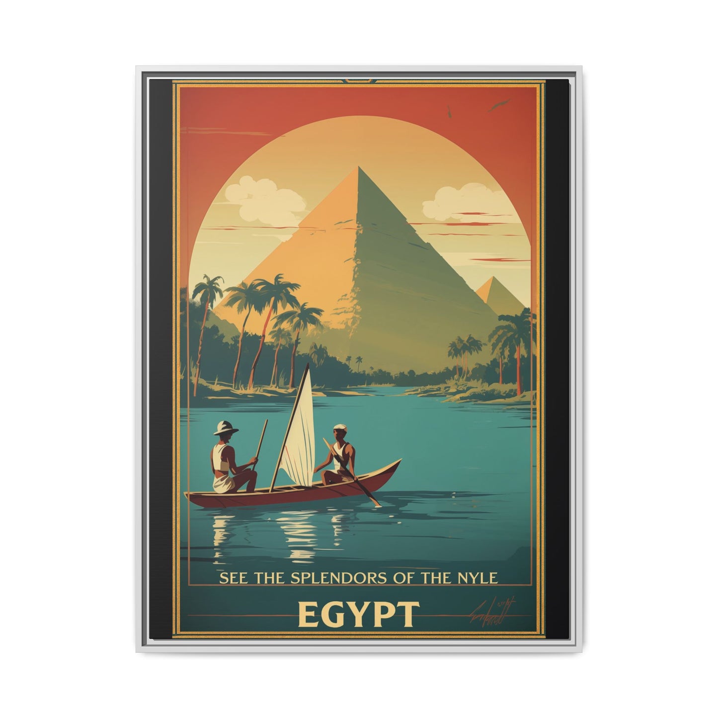 See the Splendors of the Nile — Egypt Vintage Matte Canvas Framed
