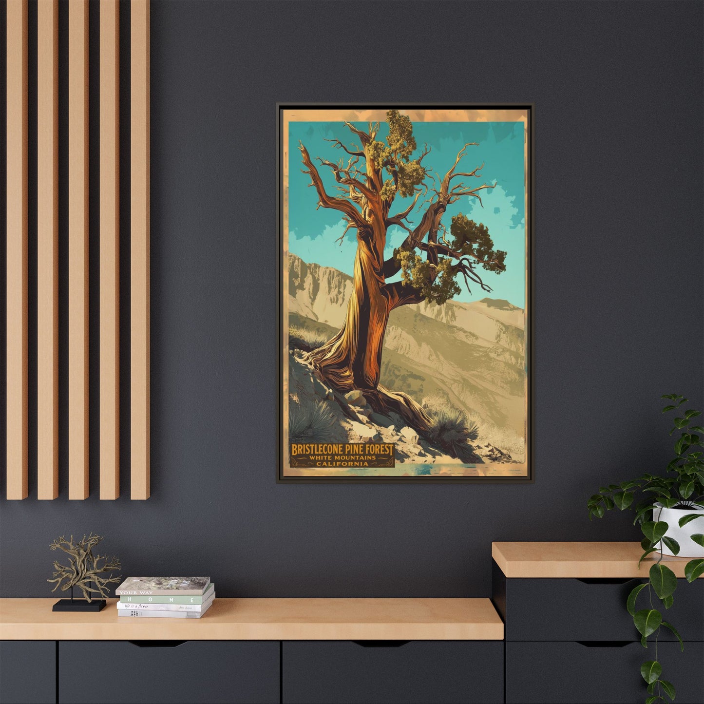 Bristlecone Pine Forest Framed Canvas Print — Vintage National Park Travel Poster