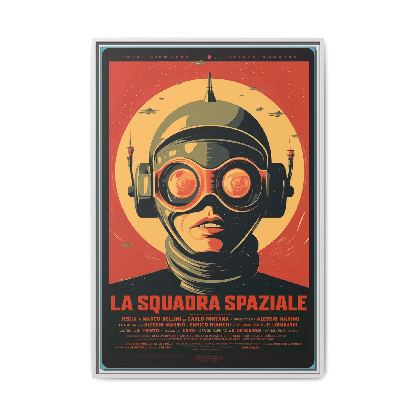 La Squadra Spaziale Retro Space Poster — Matte Framed Canvas