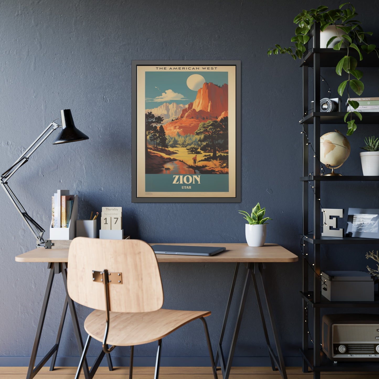 Zion National Park Vintage Travel Poster — Framed Paper Poster