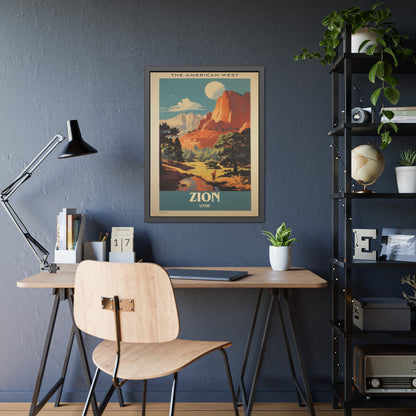 Zion National Park Vintage Travel Poster — Framed Paper Poster