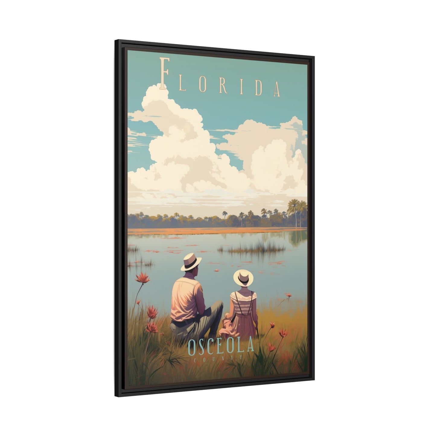 "Vintage Florida Poster - Osceola County Scenic Matte Canvas Wall Art with Black Frame" Matte Canvas, Black Frame