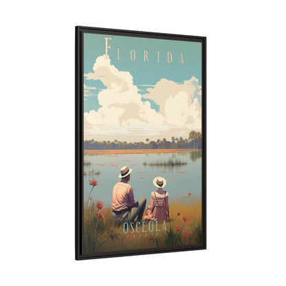 "Vintage Florida Poster - Osceola County Scenic Matte Canvas Wall Art with Black Frame" Matte Canvas, Black Frame