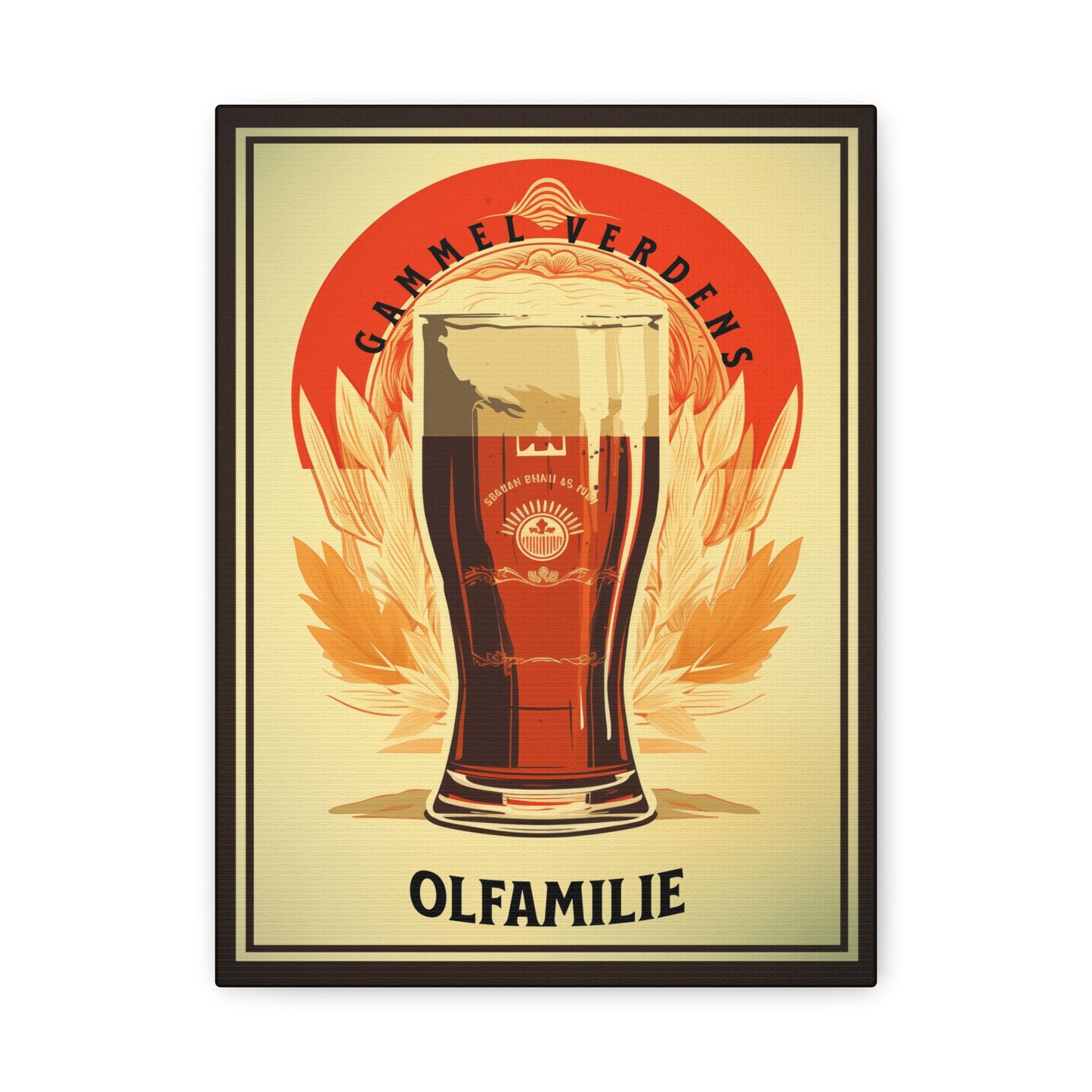 "Vintage Gammel Verdens Beer Denmark Poster - Olfamilie Frameless Stretched Matte Canvas" Matte Canvas, Stretched, 1.25"