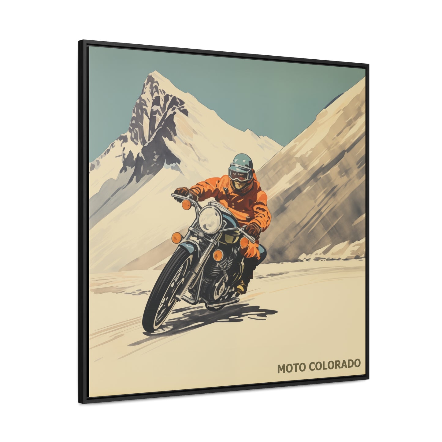 "Vintage Moto Colorado Adventure – High-Speed Motorcycle Art" Gallery Canvas Wraps, Square Frame