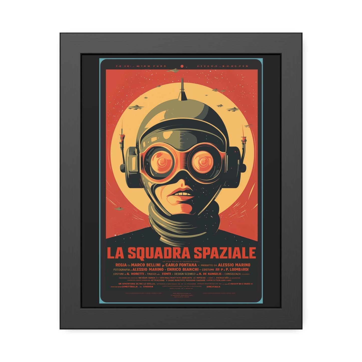 Framed Paper Poster — Retro Sci‑Fi 'La Squadra Spaziale' Wall Art