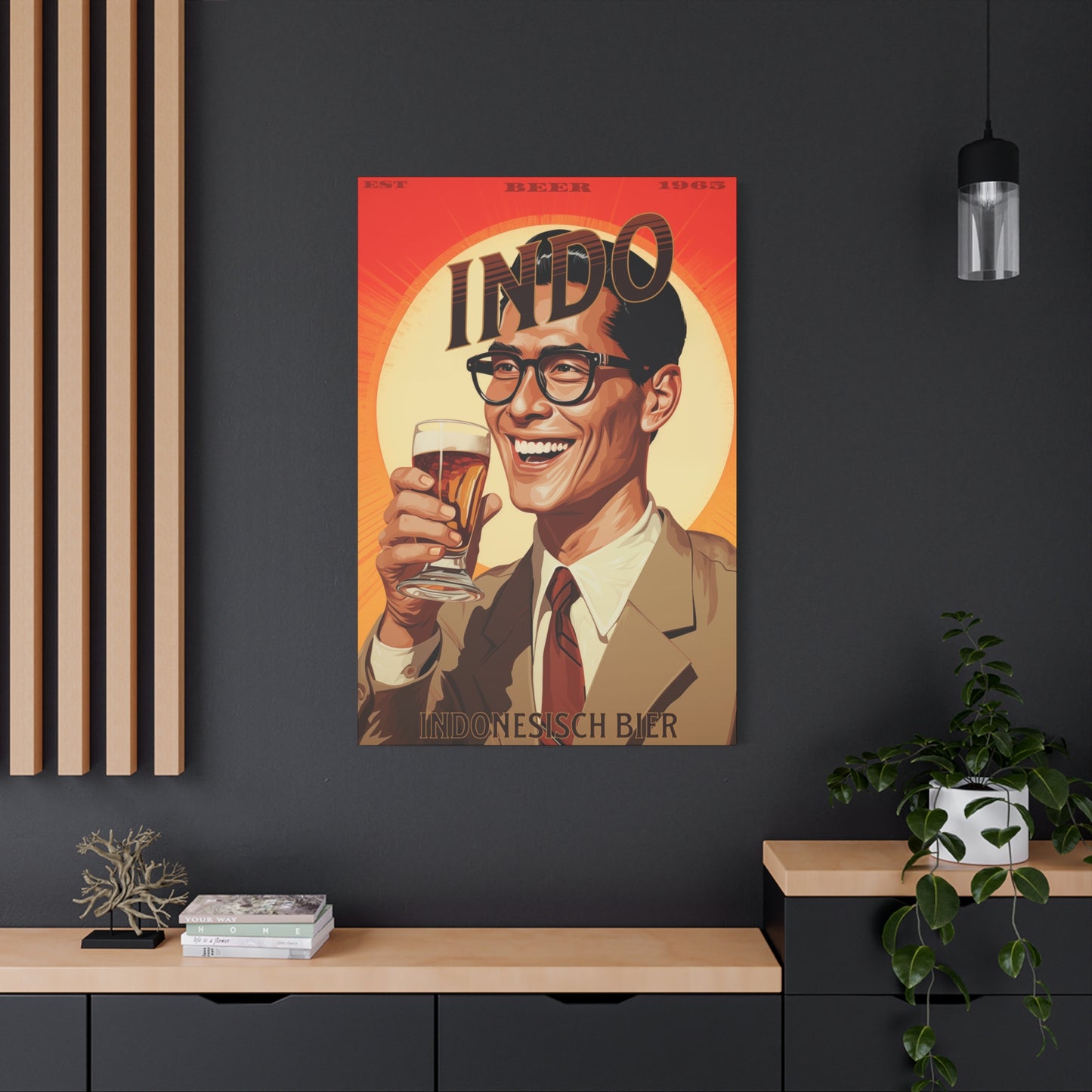 "Vintage Indo Beer Poster - Indonesisch Bier 1965 Frameless Stretched Matte Canvas" Matte Canvas, Stretched, 1.25"