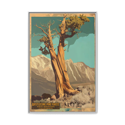 Bristlecone Pine Forest Vintage Art Print — Framed Matte Canvas