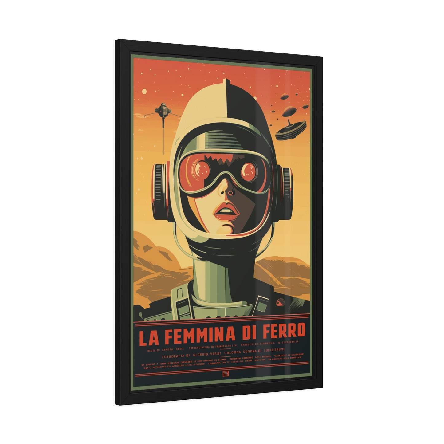 Retro Sci‑Fi Poster — "La Femmina di Ferro" Framed Art Print