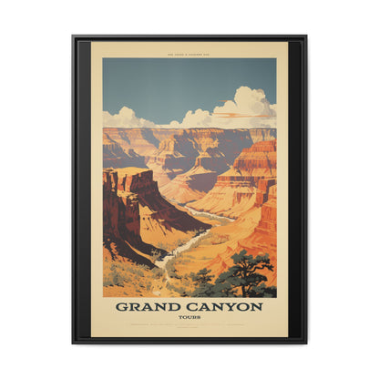 "Vintage Grand Canyon Scenic Tours Poster - Matte Canvas Wall Art with Black Frame" Matte Canvas, Black Frame