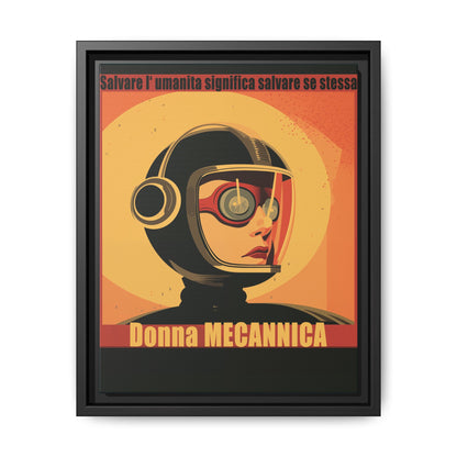 “Vintage Italian Sci-Fi Wall Art Print – Donna Meccanica Retro Futuristic Space ”Matte Canvas, Black Frame