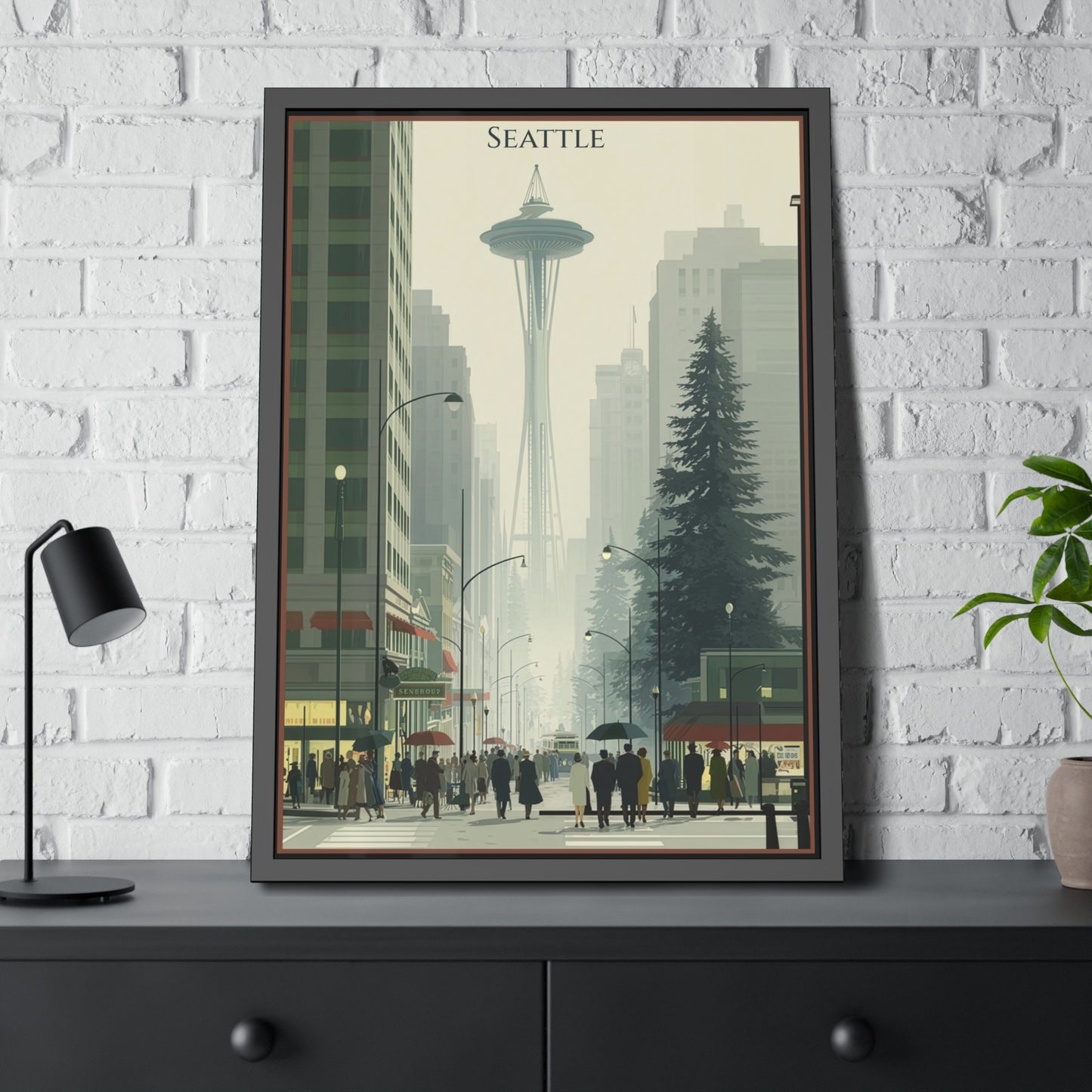 Seattle Vintage Travel Poster — Framed Paper Poster