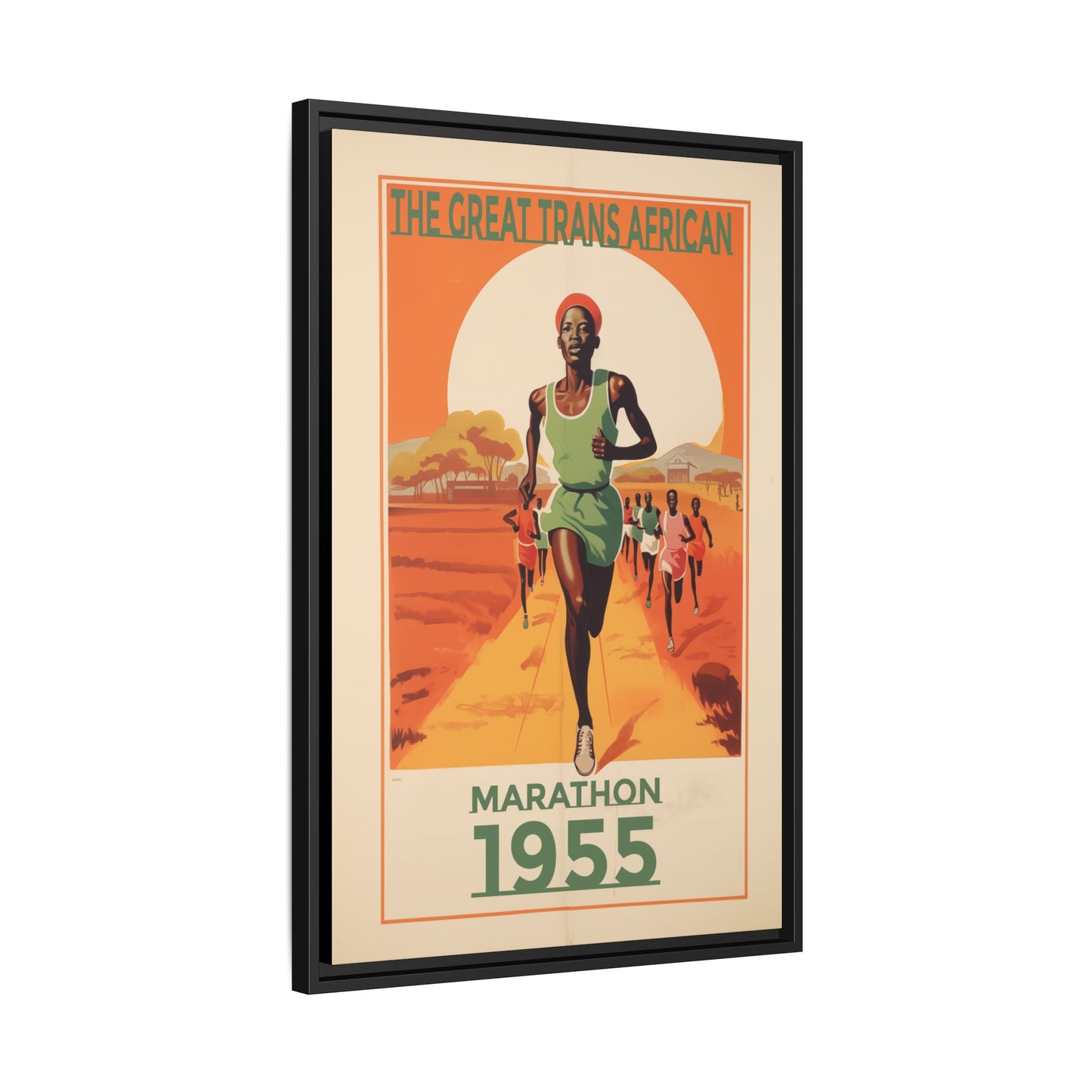 "The Great Trans African Marathon – 1955 Vintage Sports Canvas" Matte Canvas, Black Frame