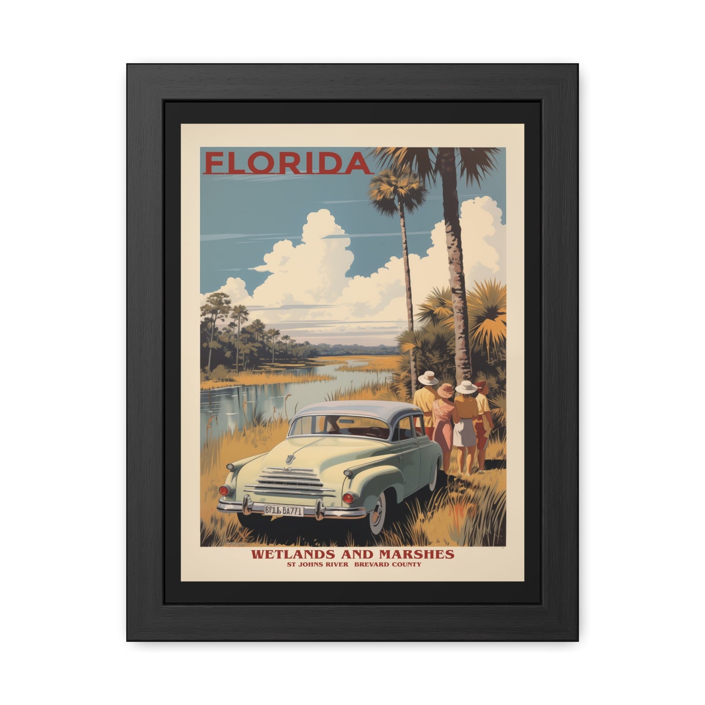 Vintage Florida Wetlands Wall Art - St. Johns River Scenic View