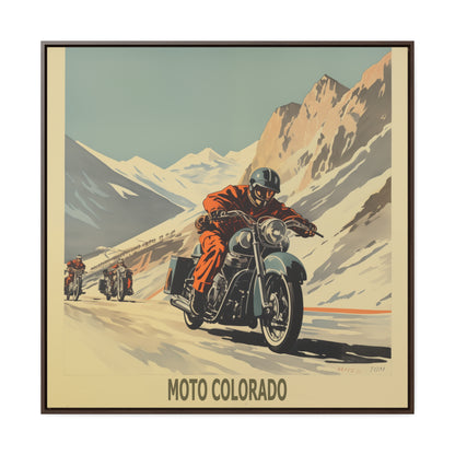 "Vintage Moto Colorado – Adventure Motorcycling in the Rockies" Gallery Canvas Wraps, Square Frame