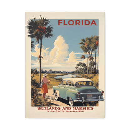 "Vintage Florida Wetlands and Marshes Poster - St. Johns River Matte Stretched Canvas Wall Art" Matte Canvas, Stretched, 1.25"