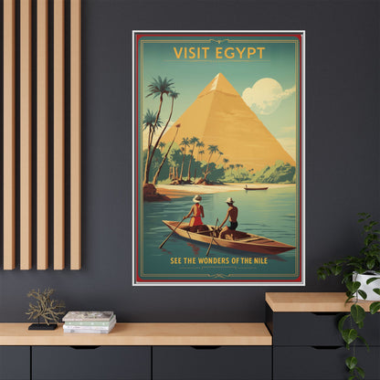 See the Wonders of the Nile — Egypt Nile Vintage Matte Canvas Framed Print