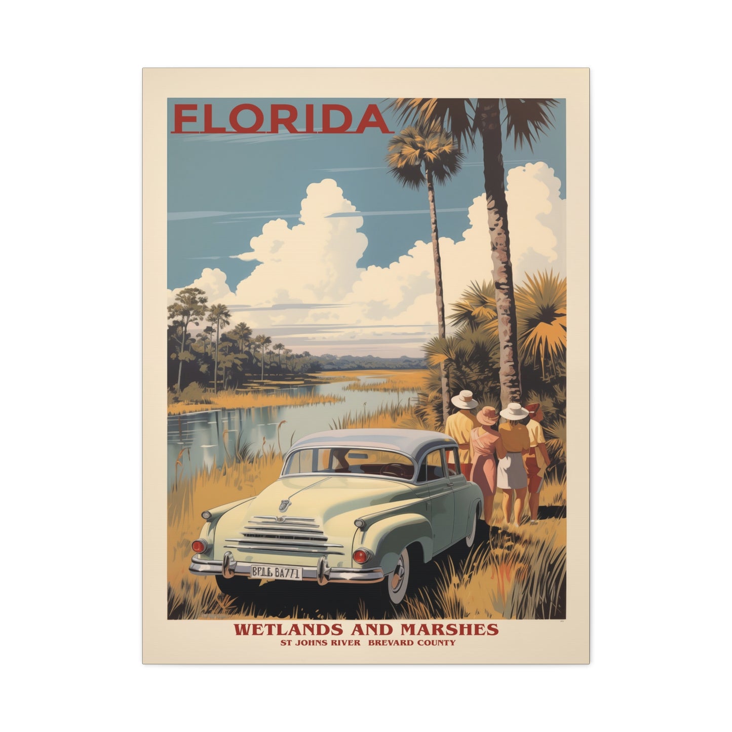 "Retro Florida Wetlands and Marshes Poster - St. Johns River Matte Stretched Canvas" Matte Canvas, Stretched, 1.25"
