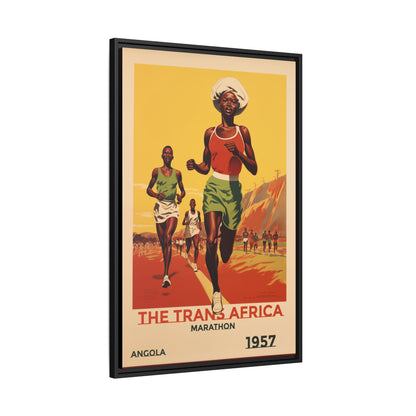 "The Trans Africa Marathon – Vintage Angola Sports Canvas (1957)"Matte Canvas, Black Frame