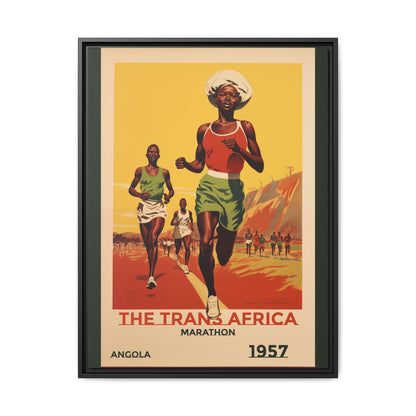 "The Trans Africa Marathon – Vintage Angola Sports Canvas (1957)"Matte Canvas, Black Frame