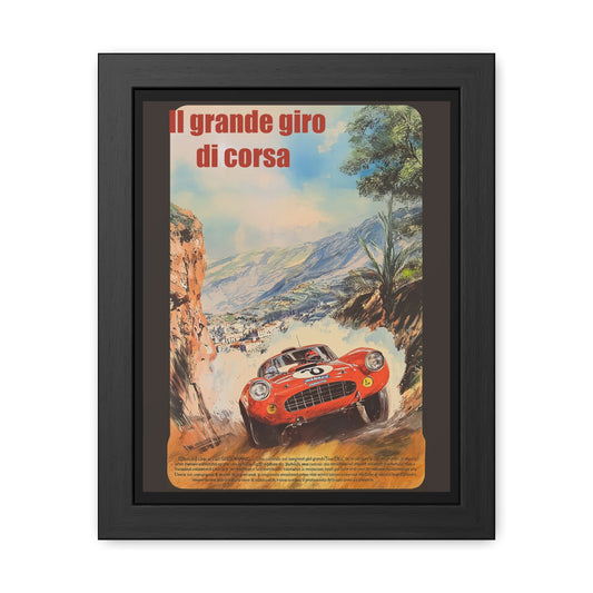 Vintage Italian Racing Framed Poster | Retro Motorsport Wall Art Print, Car Enthusiast Gift, La Grande Corsa 1960s