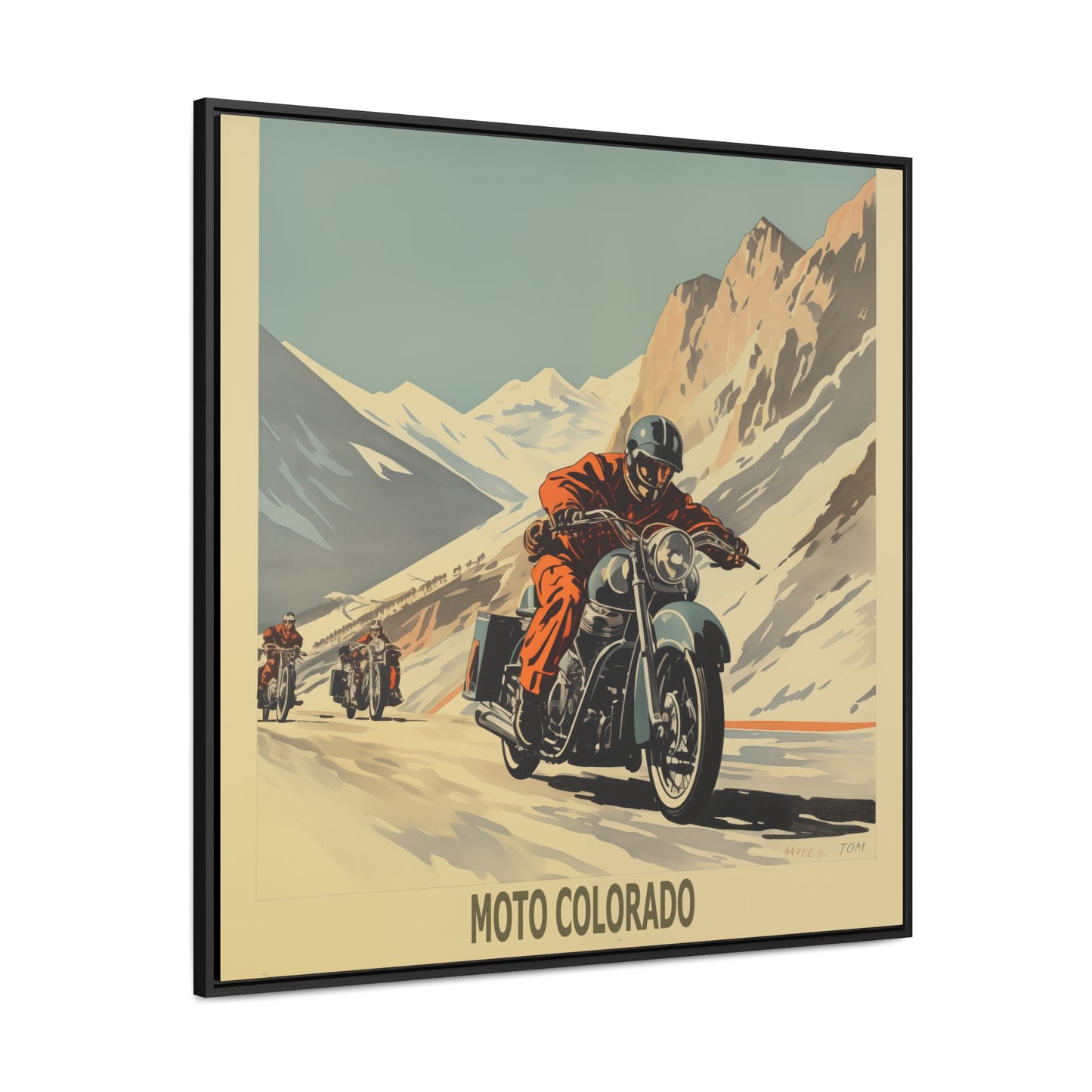 "Vintage Moto Colorado – Adventure Motorcycling in the Rockies" Gallery Canvas Wraps, Square Frame