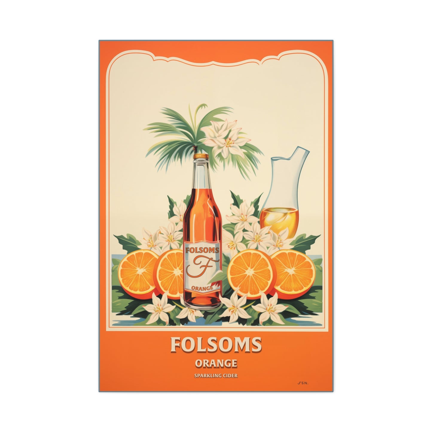 "Vintage Folsom's Orange Sparkling Cider Poster - Matte Canvas Stretched Wall Art" Matte Canvas, Stretched, 1.25"