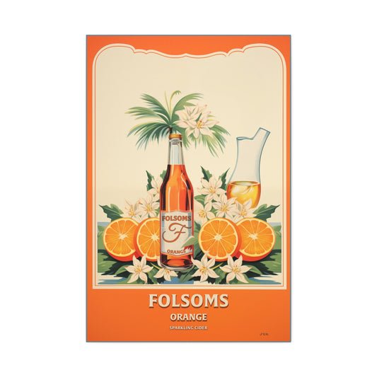 "Vintage Folsom's Orange Sparkling Cider Poster - Matte Canvas Stretched Wall Art" Matte Canvas, Stretched, 1.25"