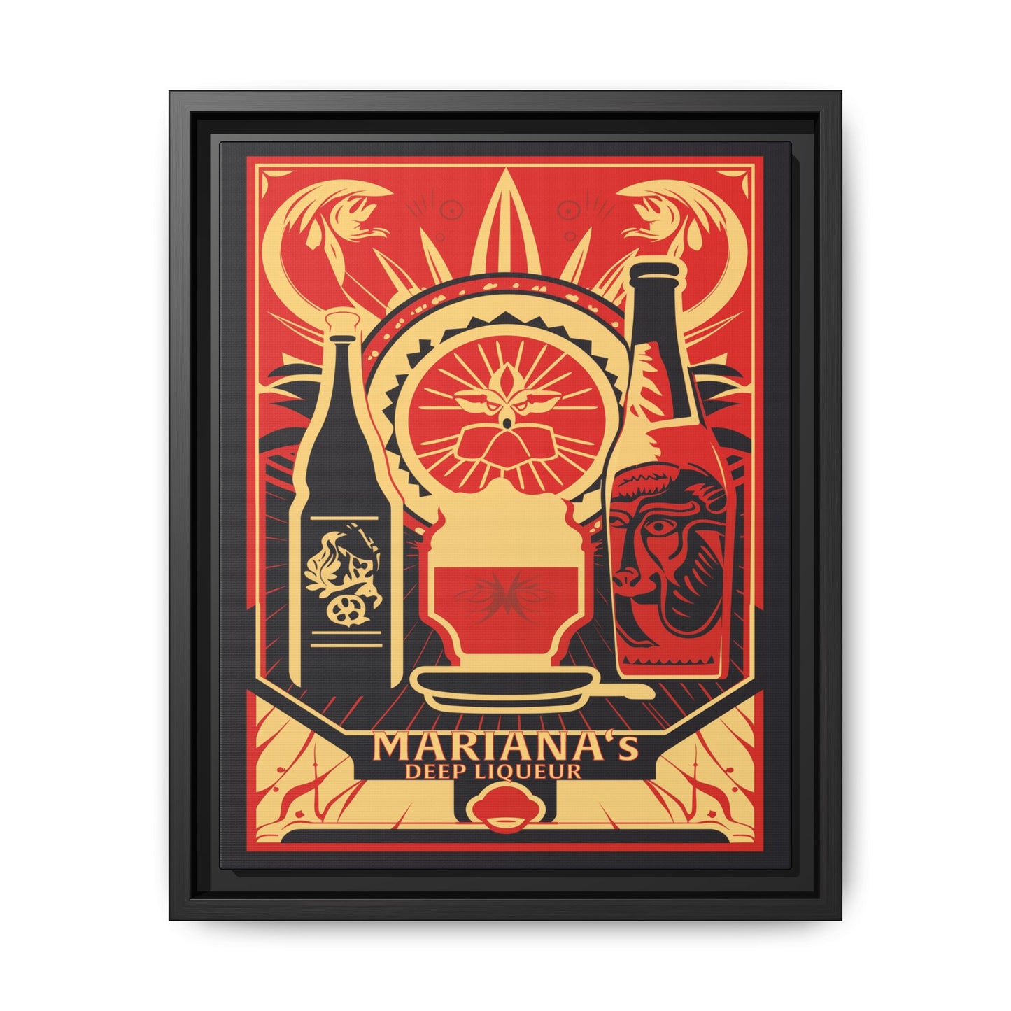 "Vintage Mariana's Deep Liqueur Poster - Matte Canvas Wall Art with Black Frame" Matte Canvas, Black Frame
